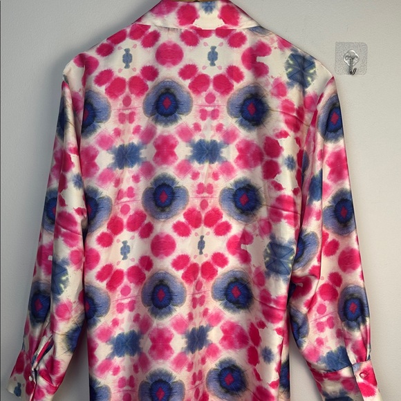 NWOT ZARA Printed Blazer Size XL Wrap Tie Tunic Top Lightweight Long Sleeve - Picture 13 of 16